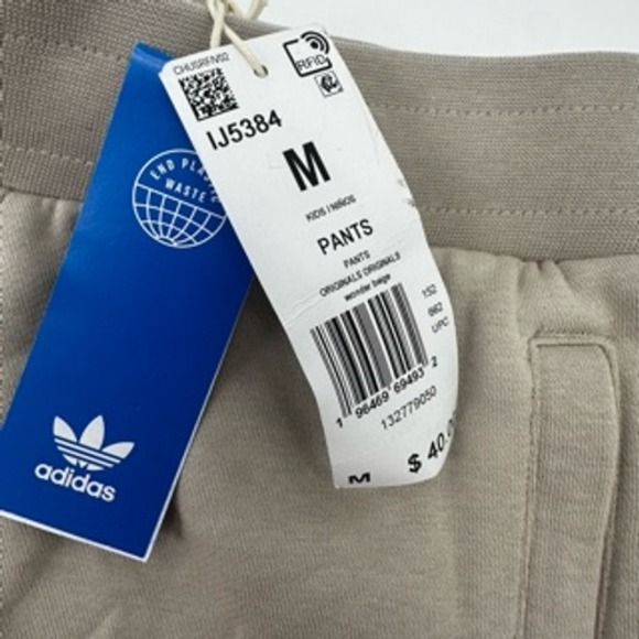 Adidas Kids Pants Size M Tan Joggers Sweatpants Cotton Blend Logo - Picture 6 of 11